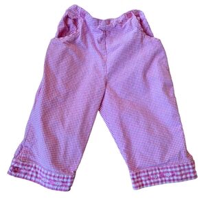 Vintage Y2K Healthtex pink and white gingham plaid loose wide leg pants